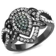 IP Gun Black Stainless Steel Ring with Multi-Color Crystals TK2679 - Femstylo