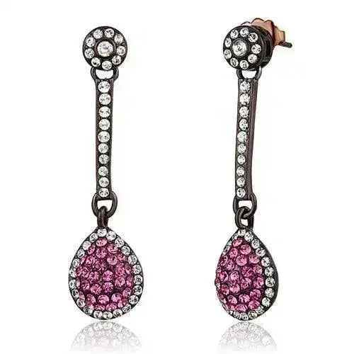 TK2724 IP Coffee Stainless Steel Earrings – Rose Crystal Accents - Femstylo