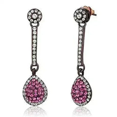 TK2724 IP Coffee Stainless Steel Earrings – Rose Crystal Accents - Femstylo