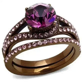 TK2745 - IP Coffee light Stainless Steel Ring with Top Grade Crystal - Femstylo