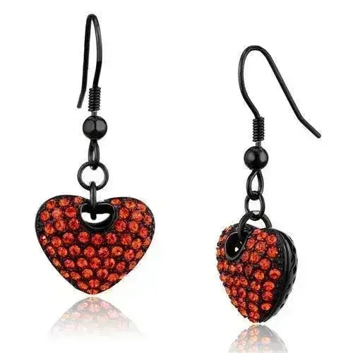 IP Black Stainless Steel Earrings with Orange Crystals TK2790 - Femstylo