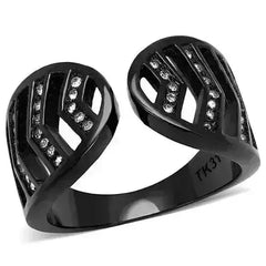 TK3056 - IP Black(Ion Plating) Stainless Steel Ring with Top Grade - Femstylo