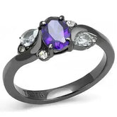 TK3169 IP Gun Black Stainless Steel Ring | AAA CZ Tanzanite | Femstylo - Femstylo