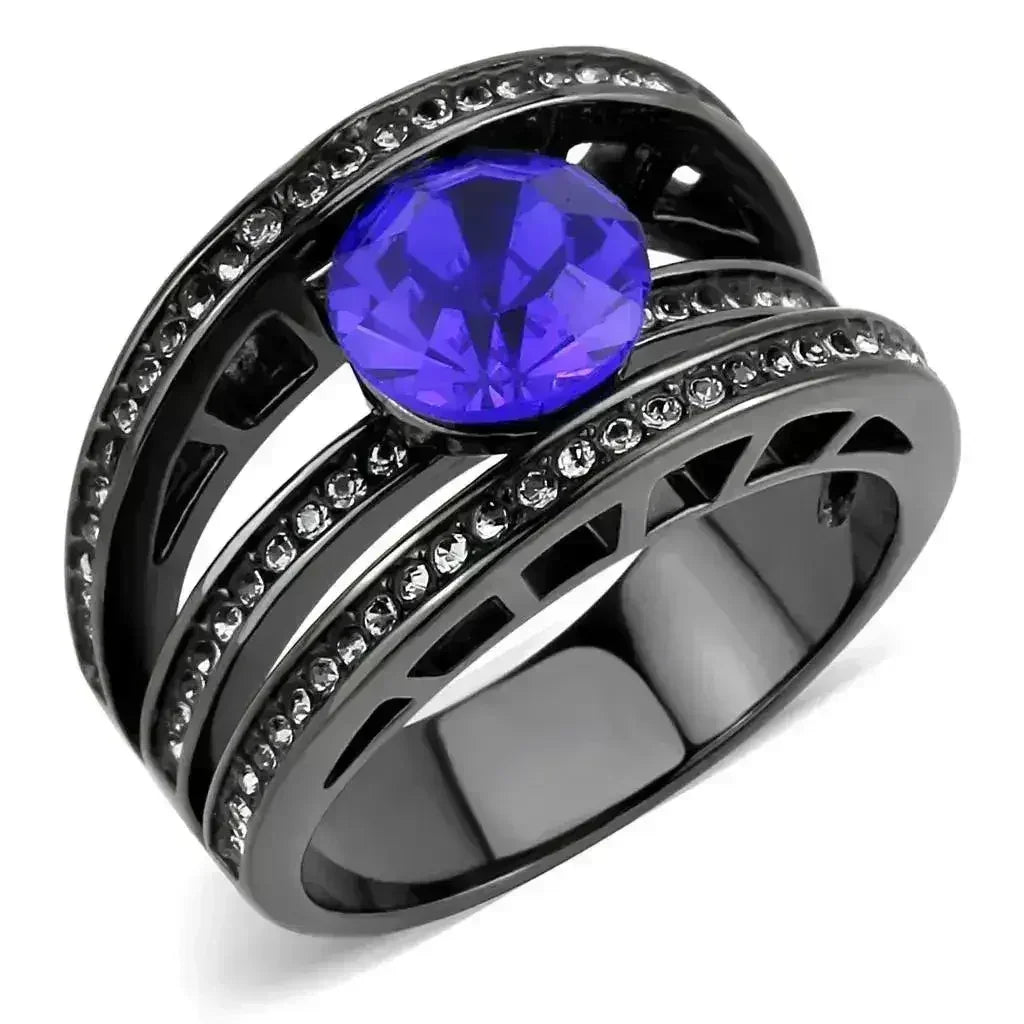 TK3453 - IP Light Black (IP Gun) Stainless Steel Ring with Top Grade - Femstylo