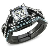 TK3457 - IP Black(Ion Plating) Stainless Steel Ring with AAA Grade CZ - Femstylo