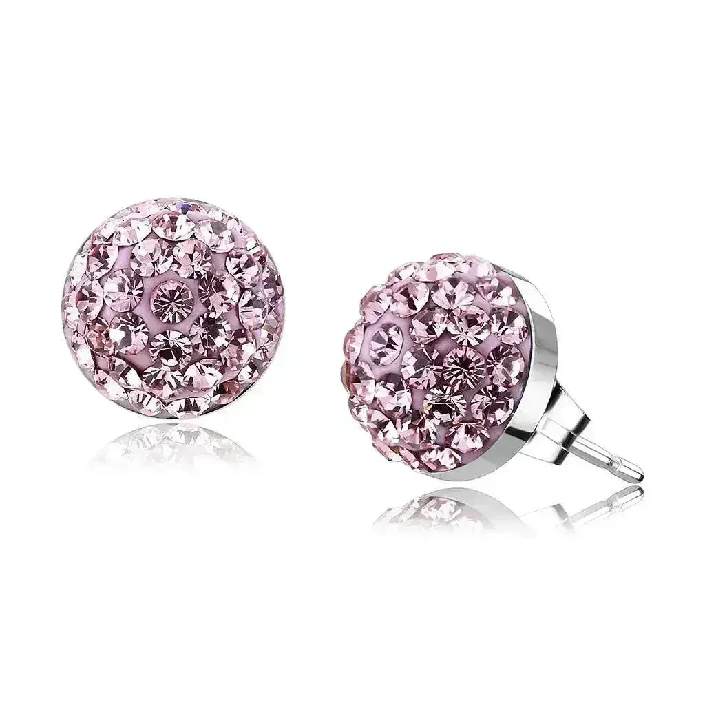 TK3554 - High polished (no plating) Stainless Steel Earrings with Top - Femstylo