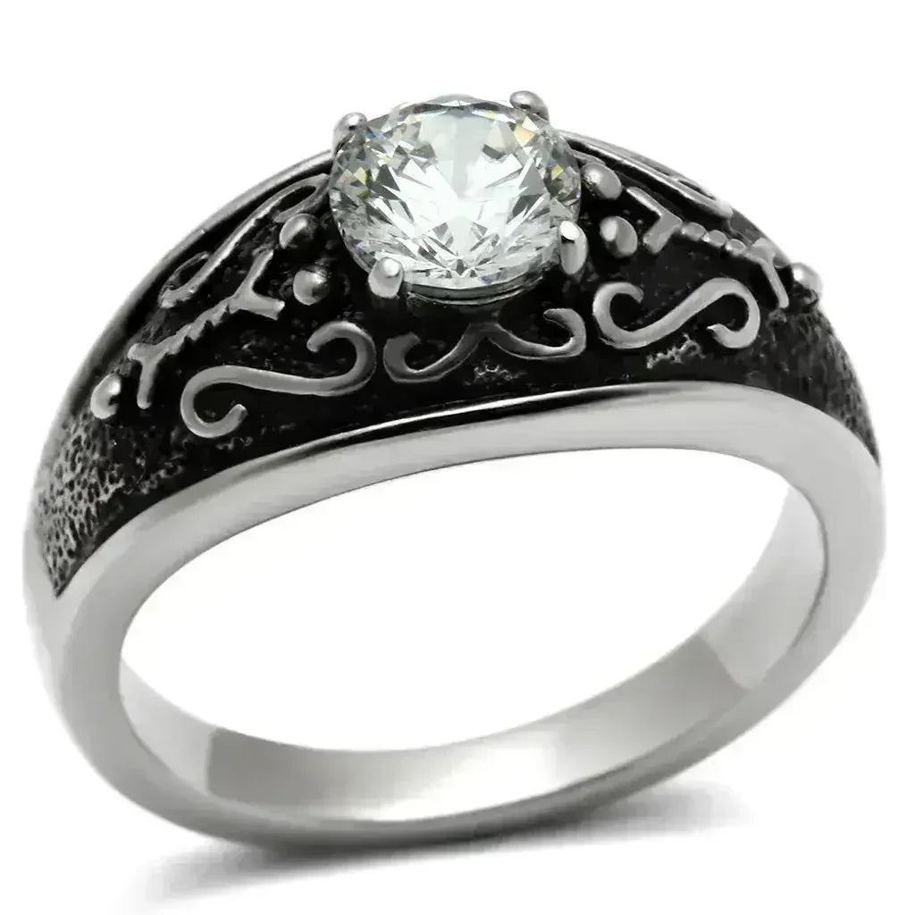 TK373 - High polished (no plating) Stainless Steel Ring with AAA Grade - Femstylo