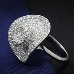 TS015 - Rhodium 925 Sterling Silver Ring with AAA Grade CZ in Clear - Femstylo