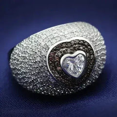 TS022 - Rhodium + Ruthenium 925 Sterling Silver Ring with AAA Grade CZ - Femstylo
