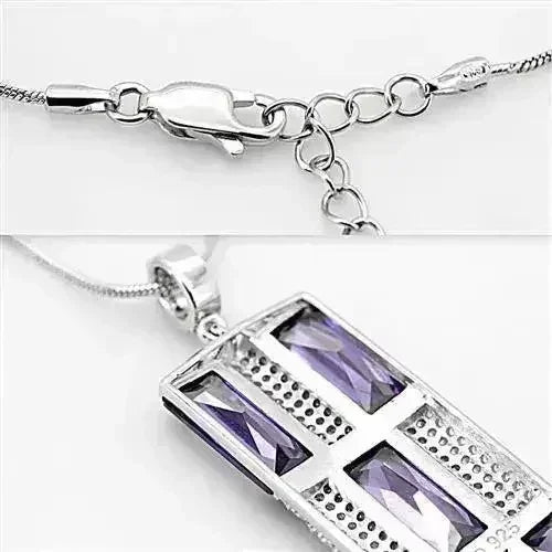 TS026 - Rhodium 925 Sterling Silver Chain Pendant with AAA Grade CZ - Femstylo