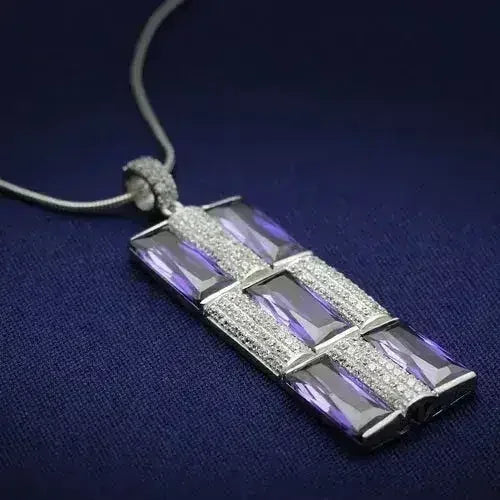 TS026 - Rhodium 925 Sterling Silver Chain Pendant with AAA Grade CZ - Femstylo