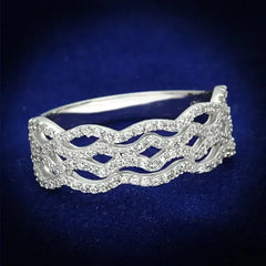 TS106 - Rhodium 925 Sterling Silver Ring with AAA Grade CZ in Clear - Femstylo