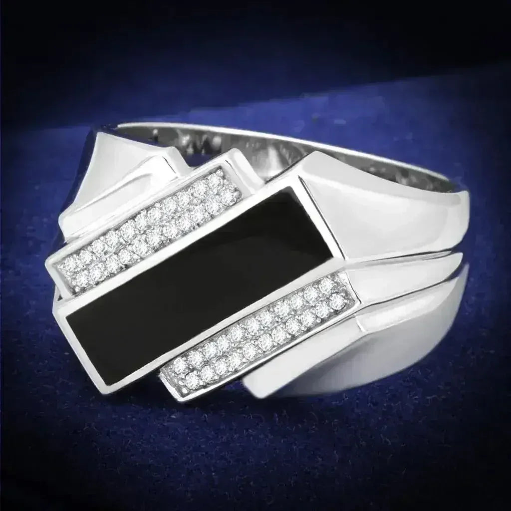 TS218 - Rhodium 925 Sterling Silver Ring with AAA Grade CZ in Clear - Femstylo