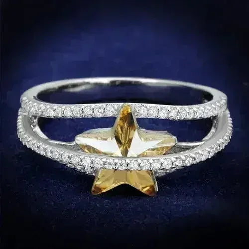 TS315 - Rhodium 925 Sterling Silver Ring with Top Grade Crystal in - Femstylo