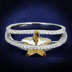 TS315 - Rhodium 925 Sterling Silver Ring with Top Grade Crystal in - Femstylo