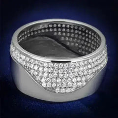 TS378 - Rhodium 925 Sterling Silver Ring with AAA Grade CZ in Clear - Femstylo
