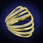 TS379 - Gold 925 Sterling Silver Ring with AAA Grade CZ in Clear - Femstylo