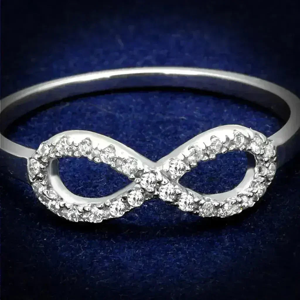 TS487 - Rhodium 925 Sterling Silver Ring with AAA Grade CZ in Clear - Femstylo