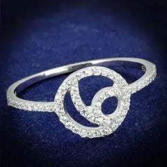 TS519 - Rhodium 925 Sterling Silver Ring with AAA Grade CZ in Clear - Femstylo