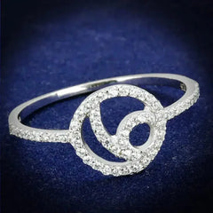 TS519 - Rhodium 925 Sterling Silver Ring with AAA Grade CZ in Clear - Femstylo
