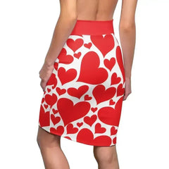 Womens Pencil Mini Skirt - Love Red Hearts - S867849 - Femstylo