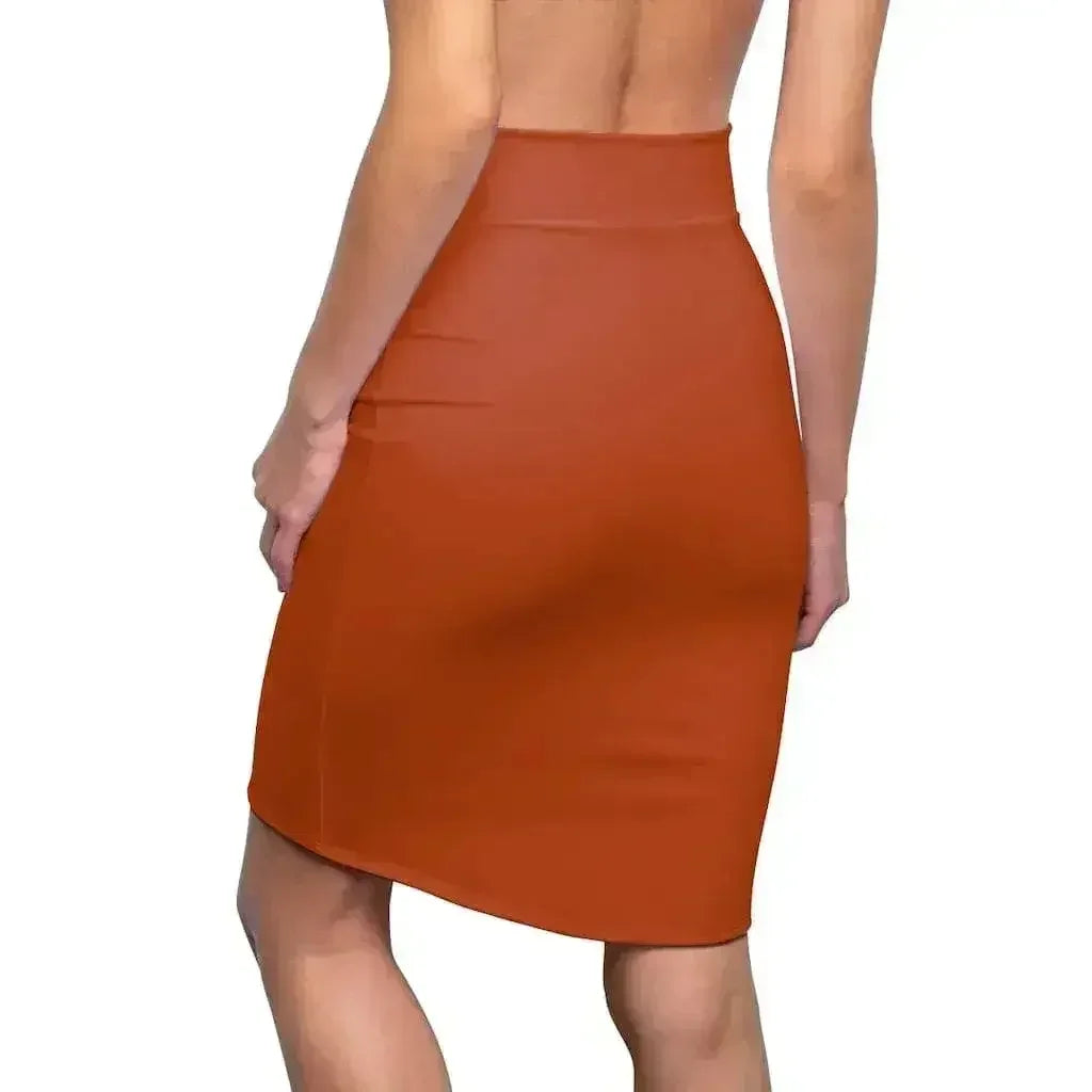 Womens Pencil Skirt - Rust Stretch Mini - Femstylo