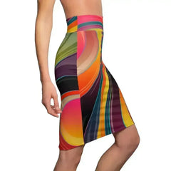 Womens Skirt - Multicolor Abstract Swirl Style Skirt - Femstylo