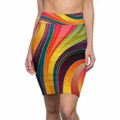 Womens Skirt - Multicolor Abstract Swirl Style Skirt - Femstylo