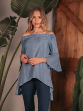 Off The Shoulders Hi-Lo Hem Top with Keyhole Open Back - Femstylo