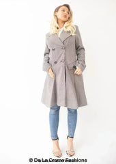 Vanessa Dogtooth Fit and Flare Mac Coat - Femstylo