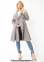 Vanessa Dogtooth Fit and Flare Mac Coat - Femstylo