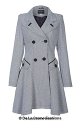 Vanessa Dogtooth Fit and Flare Mac Coat - Femstylo