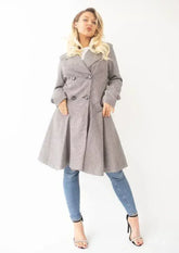 Vanessa Dogtooth Fit and Flare Mac Coat - Femstylo