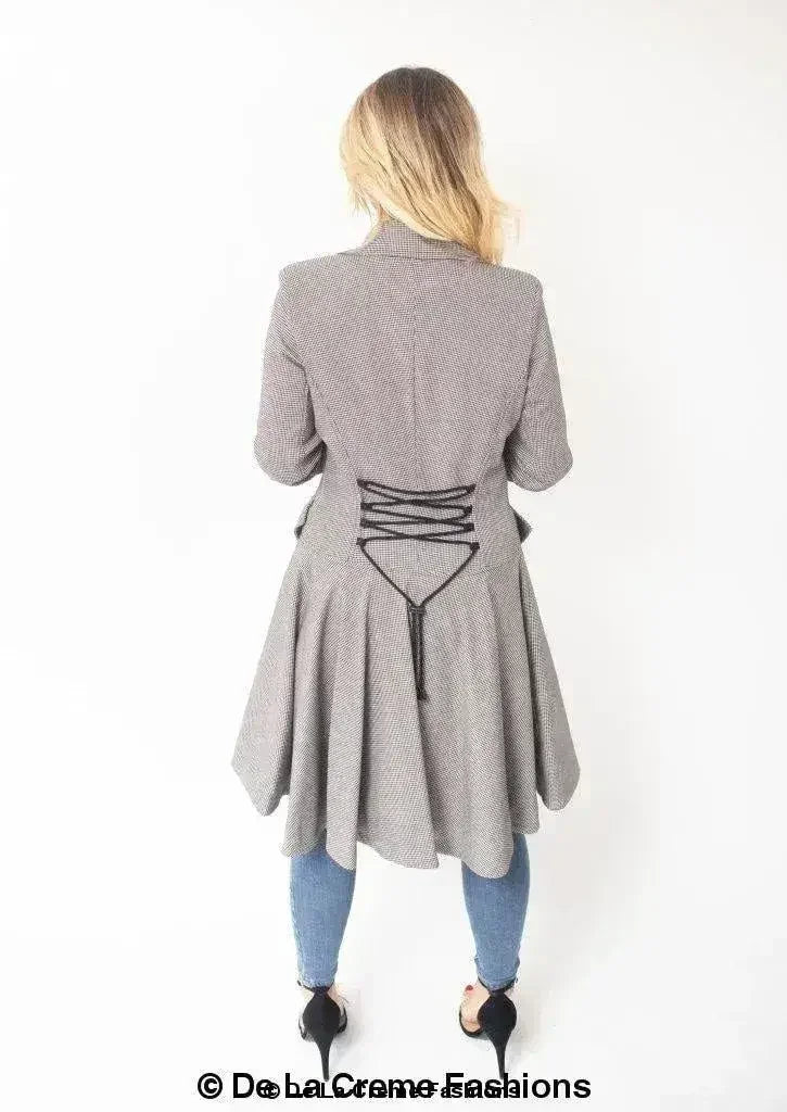 Vanessa Dogtooth Fit and Flare Mac Coat - Femstylo