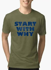 Start With Why Half Sleeves Melange T-shirt - Femstylo