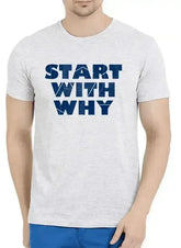 Start With Why Half Sleeves Melange T-shirt - Femstylo