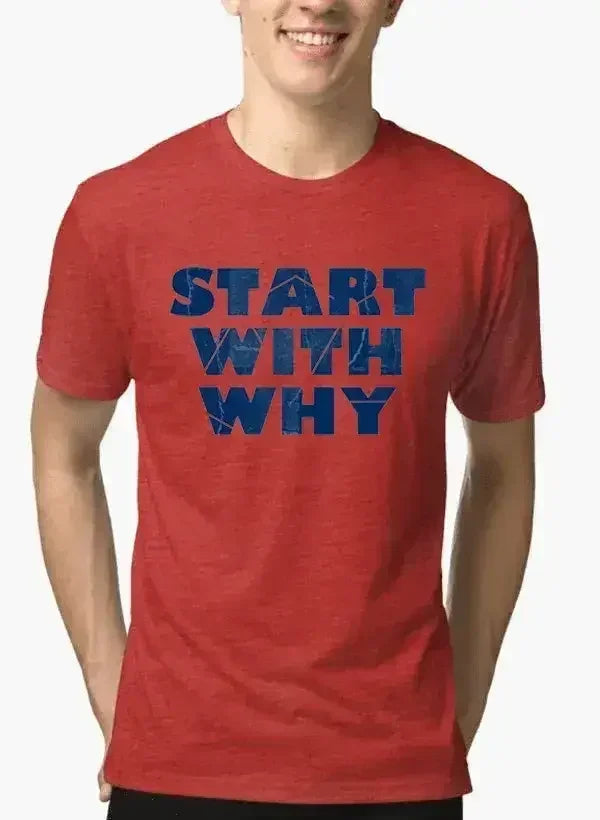 Start With Why Half Sleeves Melange T-shirt - Femstylo
