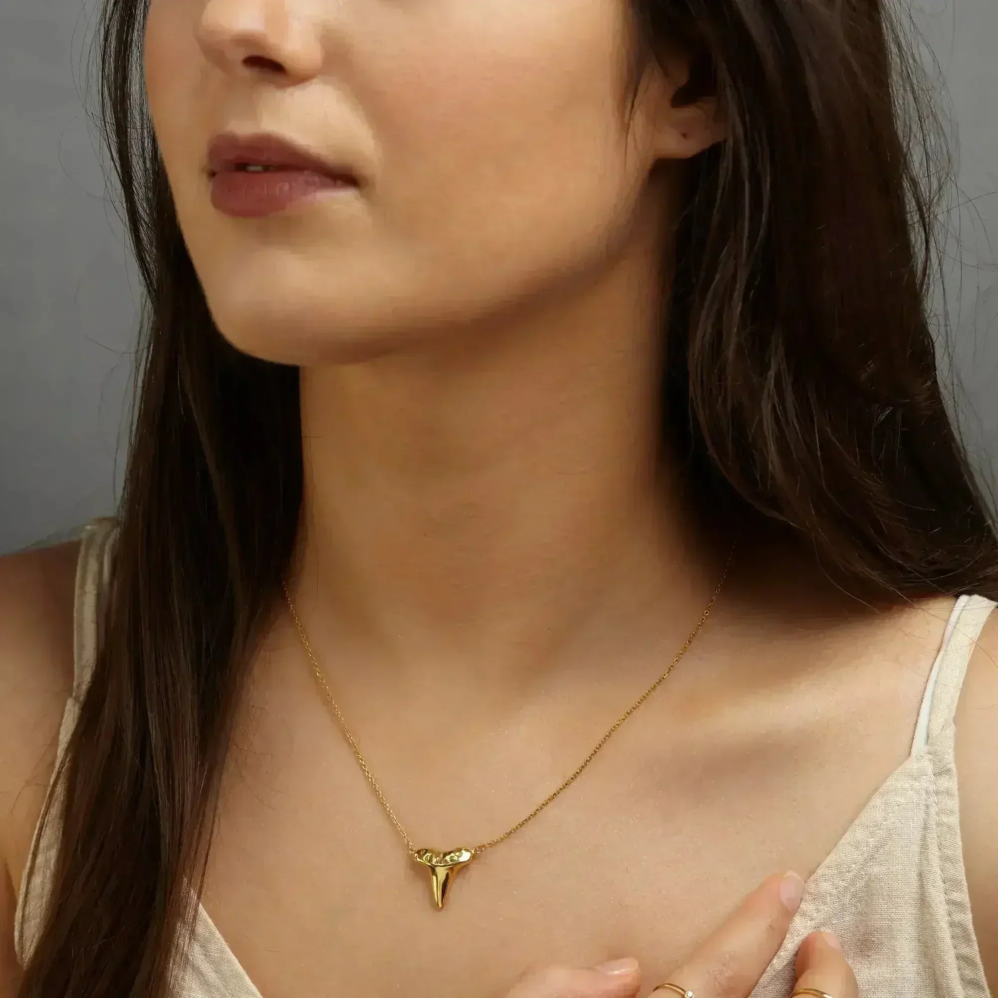Gold Shark Tooth Necklace Layer Bolo Necklace - Femstylo