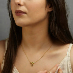 Gold Shark Tooth Necklace Layer Bolo Necklace - Femstylo