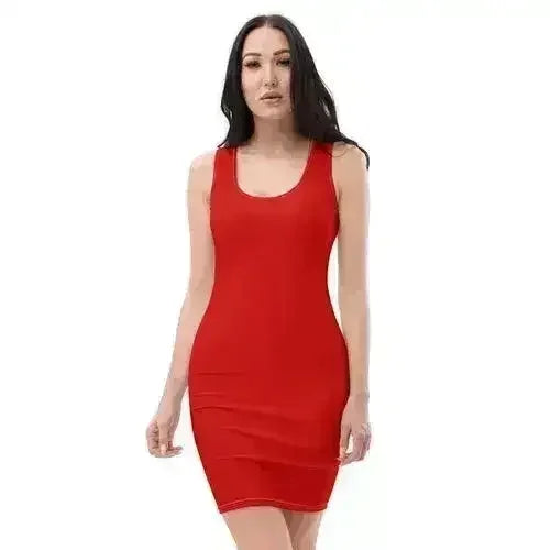 Womens Red Bodycon Dress with Stretch Fit - Effortless Casual Elegance - Femstylo