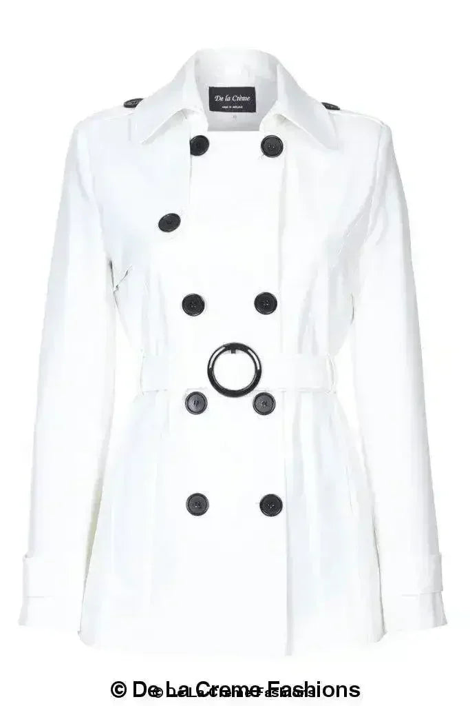 Womens Spring/Summer Double Breasted Short Belted Coat (1710-SP) - Femstylo