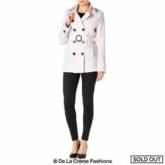 Womens Spring/Summer Double Breasted Short Belted Coat (1710-SP) - Femstylo