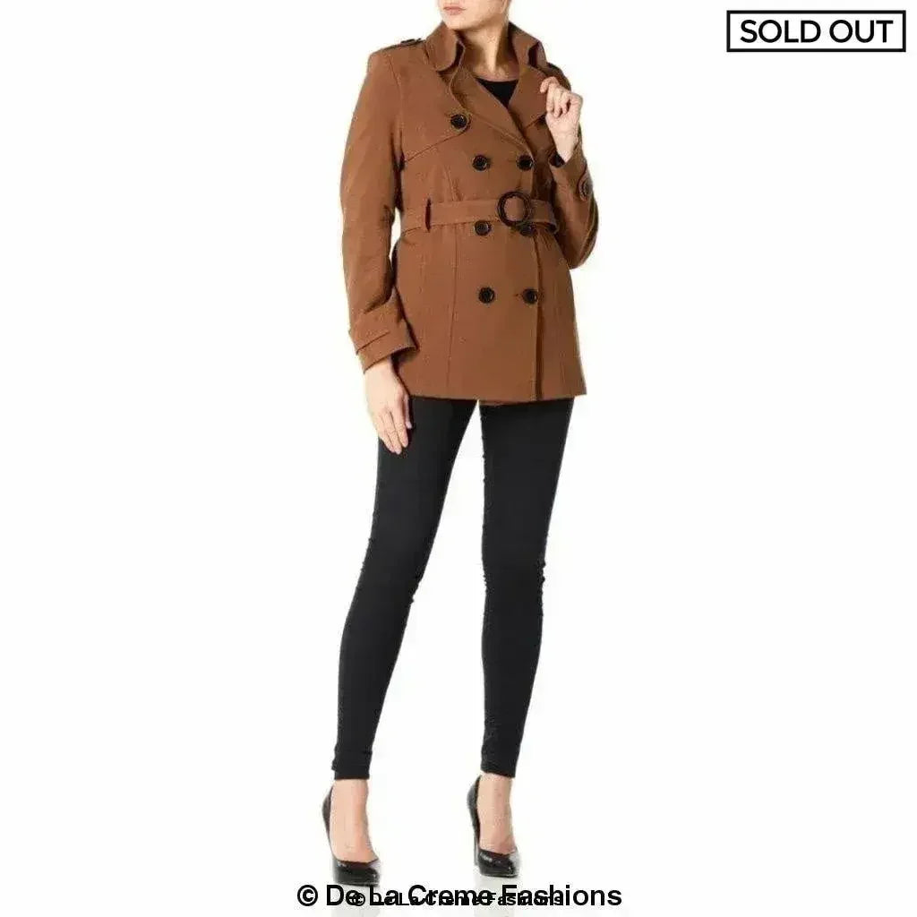 Womens Spring/Summer Double Breasted Short Belted Coat (1710-SP) - Femstylo
