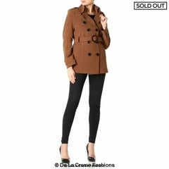 Womens Spring/Summer Double Breasted Short Belted Coat (1710-SP) - Femstylo