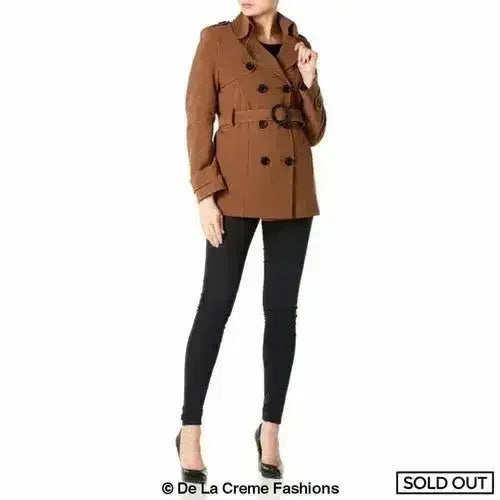 Womens Spring/Summer Double Breasted Short Belted Coat (1710-SP) - Femstylo