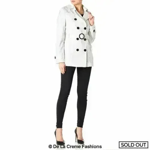 Womens Spring/Summer Double Breasted Short Belted Coat (1710-SP) - Femstylo