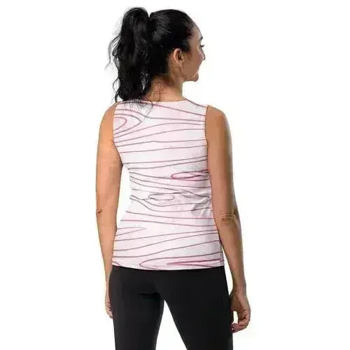 Womens Stretch Fit Tank Top - Pink Line Art Sketch Print - Femstylo