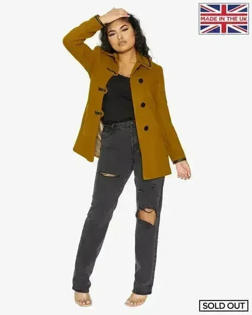 Wool Blend Contrast Trim Coat (1920) - Femstylo