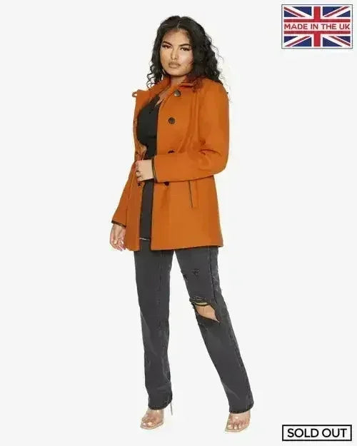 Wool Blend Contrast Trim Coat (1920) - Femstylo