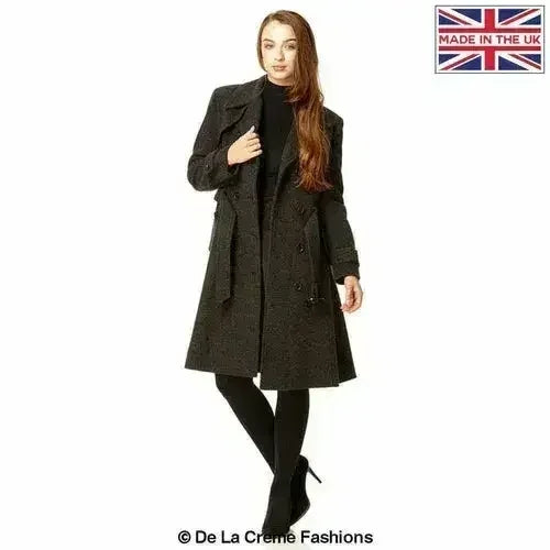 Wool Blend Double Breasted Coat (1201) - Femstylo